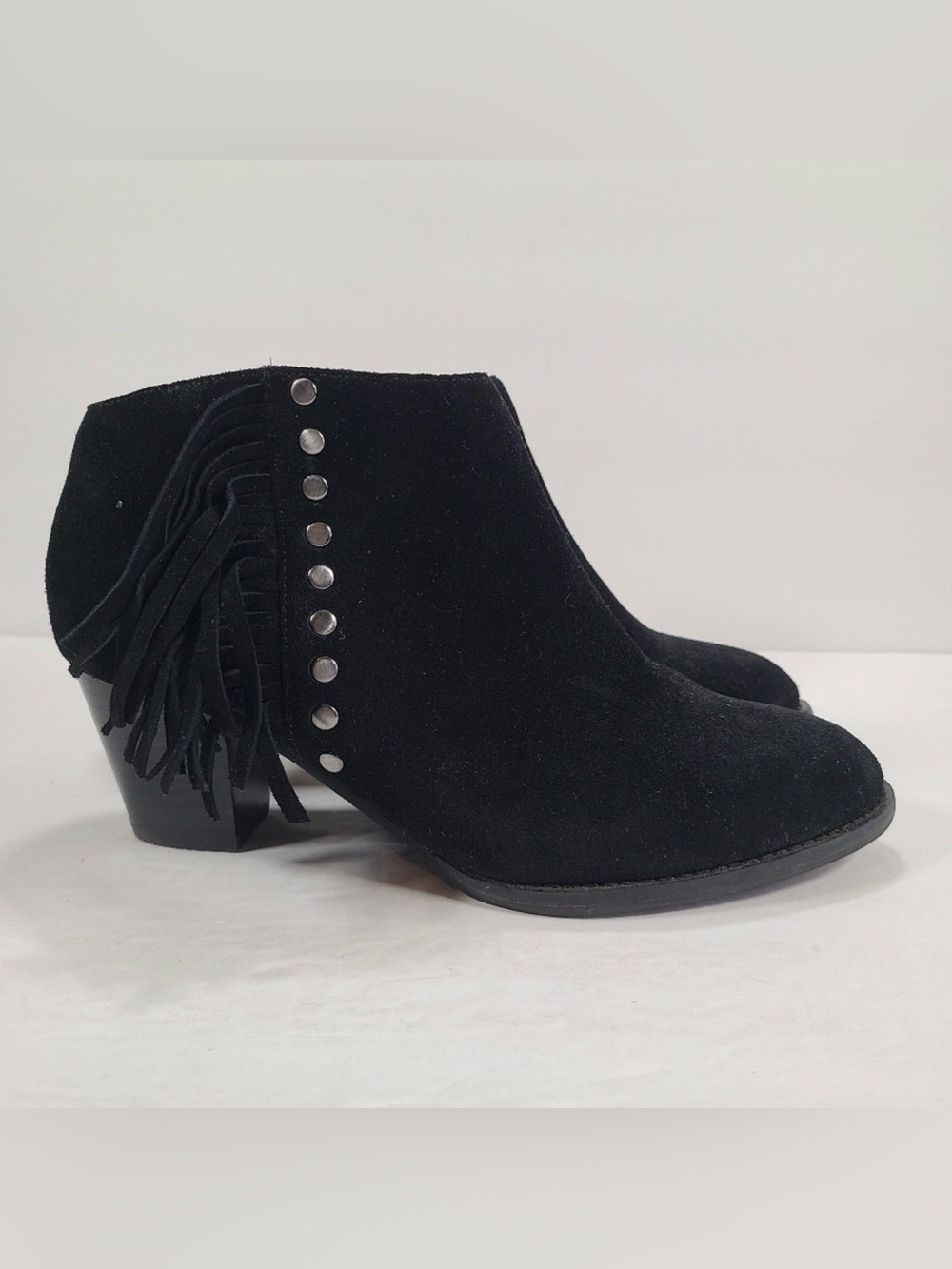 Vionic Faros Black Suede Fringed Boho Coastal Cowgirl Ankle Booties Women 6.5 - Picture 4 of 11